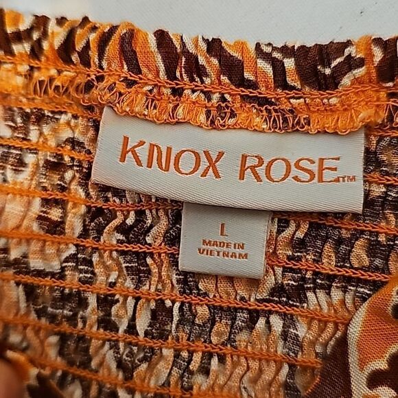 Knox Rose Women's Wide Strap Sleeveless A-Line Dress with orange print s… - Picture 8 of 8